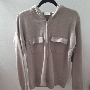 Cyrus Wimens Taupe Hooded Zip-Up Sweater